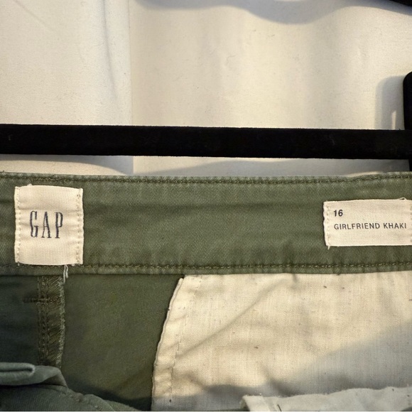 GAP Girlfriend High Rise Chino Pants Olive Stretch Cotton Women’s 16 - Picture 2 of 8